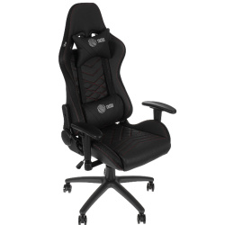Кресло игровое Cactus CS-CHR-0099BLR с RGB-подсветкой черный/красный  (экокожа, 120кг, крестовина сталь, колесики нейлон, подголовник, поддержка поясницы, подсветка)
