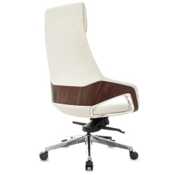 Кресло руководителя Бюрократ _DAO-2 белый (нат.кожа/экокожа, 150 кг, крестовина аллюминий, колесики полиуретан, подголовник)