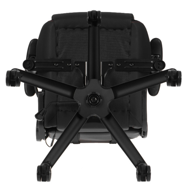 Кресло игровое Cactus CS-CHR-0099BLR с RGB-подсветкой черный/красный  (экокожа, 120кг, крестовина сталь, колесики нейлон, подголовник, поддержка поясницы, подсветка)