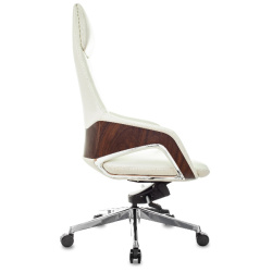 Кресло руководителя Бюрократ _DAO-2 белый (нат.кожа/экокожа, 150 кг, крестовина аллюминий, колесики полиуретан, подголовник)