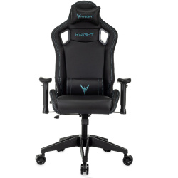 Кресло игровое Knight Outrid Smile черный (экокожа,150кг, крестовина пластик, колесики полиуретан, подголовник, поддержка поясницы)