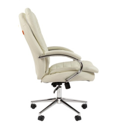 Офисное кресло Chairman 795 Россия кожа белая N (нат. кожа/экокожа, 150 кг, крестовина металл, колесики нейлон, подголовник)