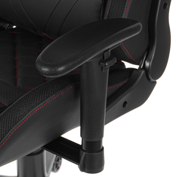 Кресло игровое Cactus CS-CHR-0099BLR с RGB-подсветкой черный/красный  (экокожа, 120кг, крестовина сталь, колесики нейлон, подголовник, поддержка поясницы, подсветка)