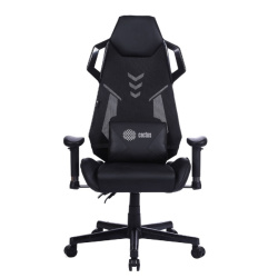 Кресло игровое Cactus CS-CHR-090BL черный (экокожа/сетка,120кг, крестовина нейлон, колесики нейлон, подголовник, поддержка поясницы) 