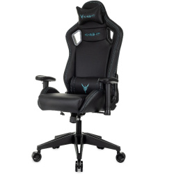 Кресло игровое Knight Outrid Smile черный (экокожа,150кг, крестовина пластик, колесики полиуретан, подголовник, поддержка поясницы)