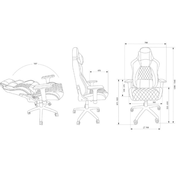  Кресло игровое Cactus CS-CHR-130 черный  (экокожа,120кг, крестовина металл, подголовник, поддержка поясницы)