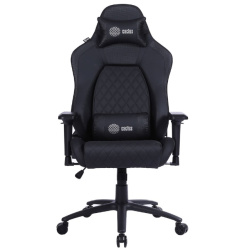  Кресло игровое Cactus CS-CHR-130 черный  (экокожа,120кг, крестовина металл, подголовник, поддержка поясницы)